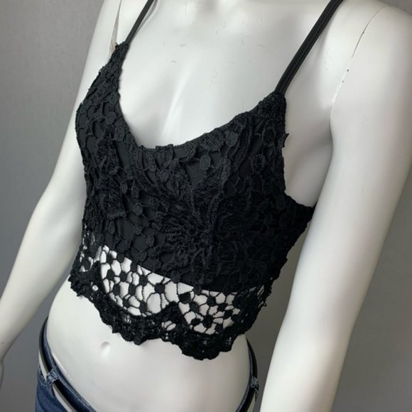Tops - Backless Lace Up Crochet Halter Crop Tank Top
